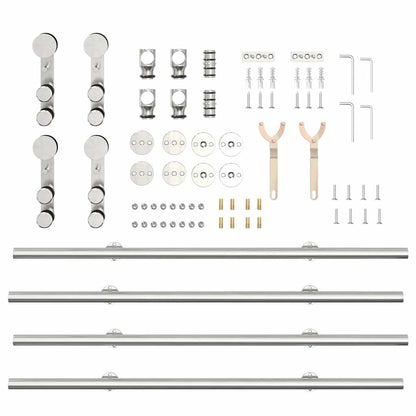 vidaXL Sliding Door Hardware Kit 183 cm Stainless Steel Silver