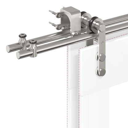 vidaXL Sliding Door Hardware Kit 183 cm Stainless Steel Silver