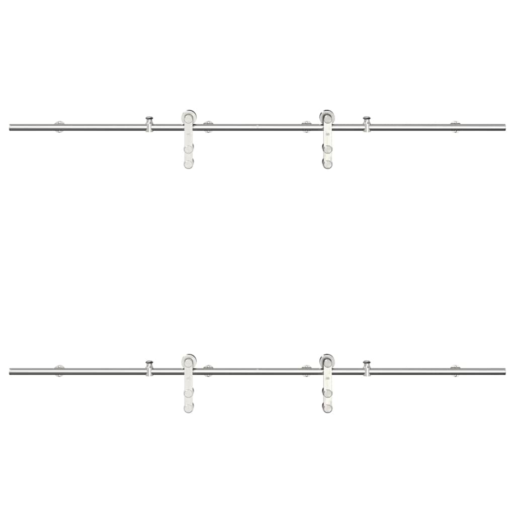 vidaXL Sliding Door Hardware Kit 200 cm Stainless Steel Silver