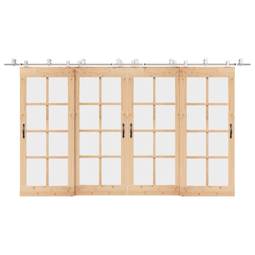 vidaXL Sliding Door Hardware Kit 200 cm Stainless Steel Silver