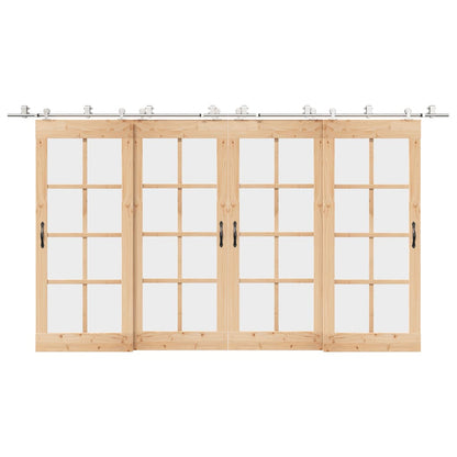 vidaXL Sliding Door Hardware Kit 200 cm Stainless Steel Silver