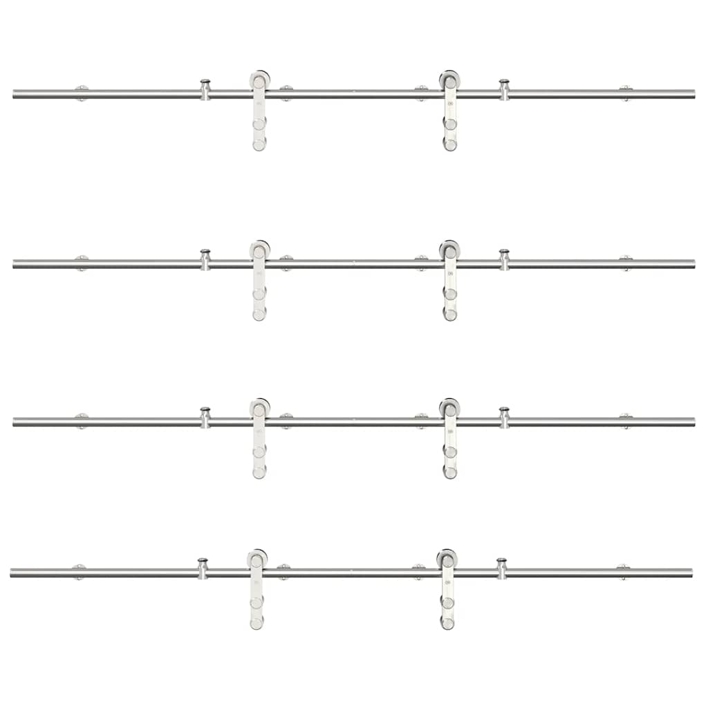 vidaXL Sliding Door Hardware Kit 366 cm Stainless Steel Silver