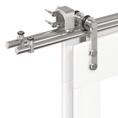 vidaXL Sliding Door Hardware Kit 366 cm Stainless Steel Silver