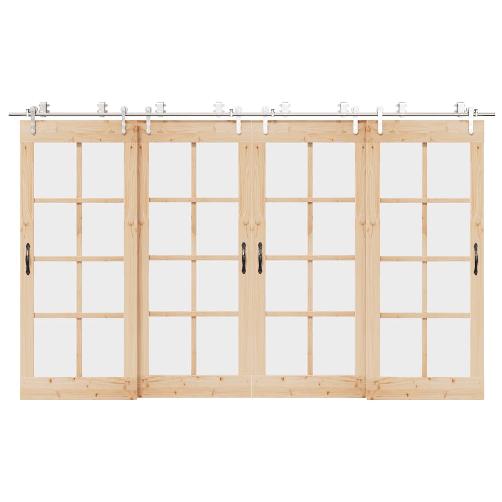 vidaXL Sliding Door Hardware Kit 366 cm Stainless Steel Silver