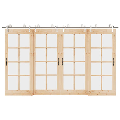 vidaXL Sliding Door Hardware Kit 366 cm Stainless Steel Silver