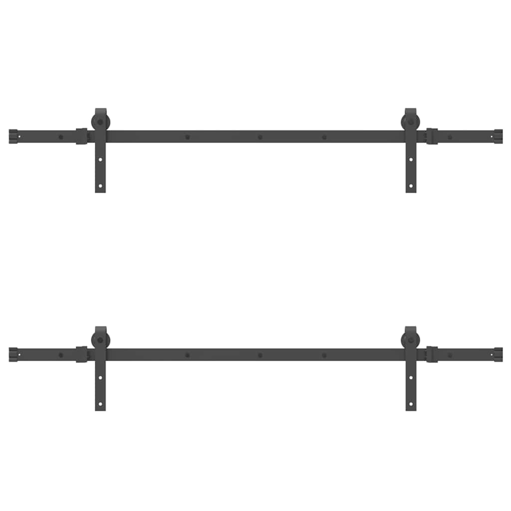 vidaXL Sliding Door Hardware Kit 305 cm Steel Black