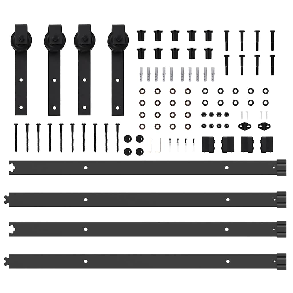 vidaXL Sliding Door Hardware Kit 305 cm Steel Black