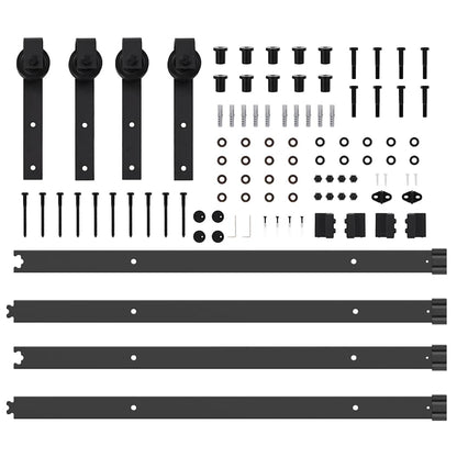 vidaXL Sliding Door Hardware Kit 305 cm Steel Black
