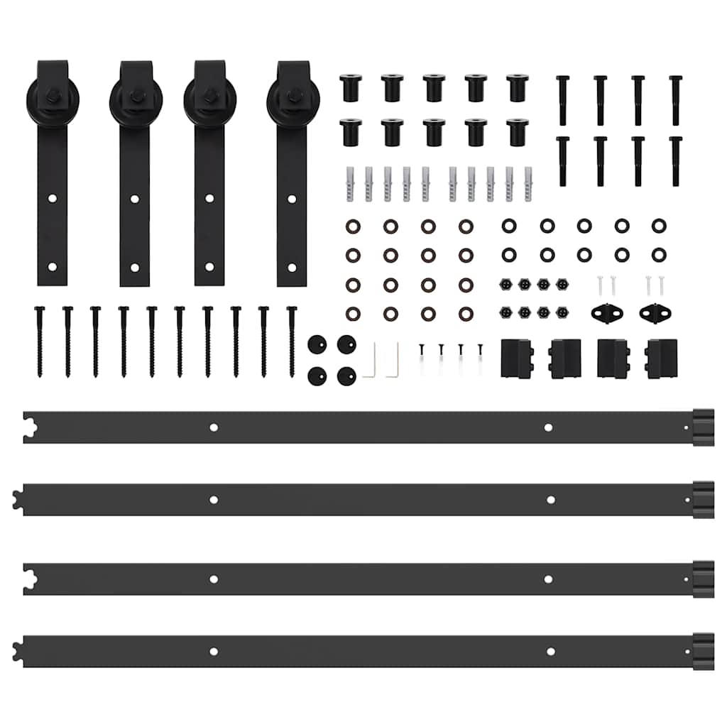 vidaXL Sliding Door Hardware Kit 427 cm Steel Black