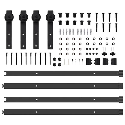 vidaXL Sliding Door Hardware Kit 427 cm Steel Black