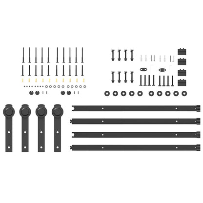 vidaXL Sliding Door Hardware Kit 400 cm Steel Black