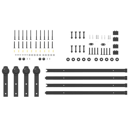 vidaXL Sliding Door Hardware Kit 427 cm Steel Black