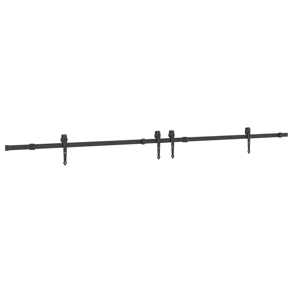 vidaXL Sliding Door Hardware Kit 305 cm Steel Black