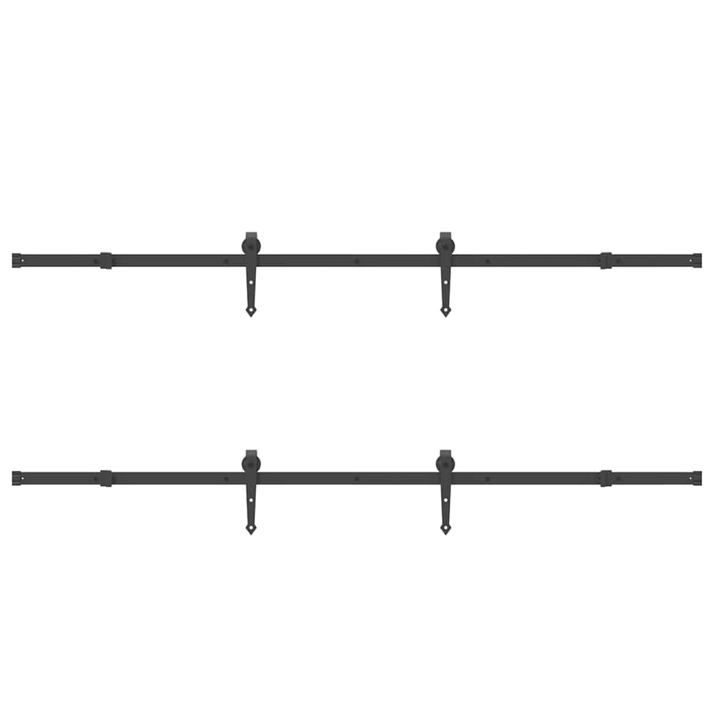 vidaXL Sliding Door Hardware Kit 427 cm Steel Black