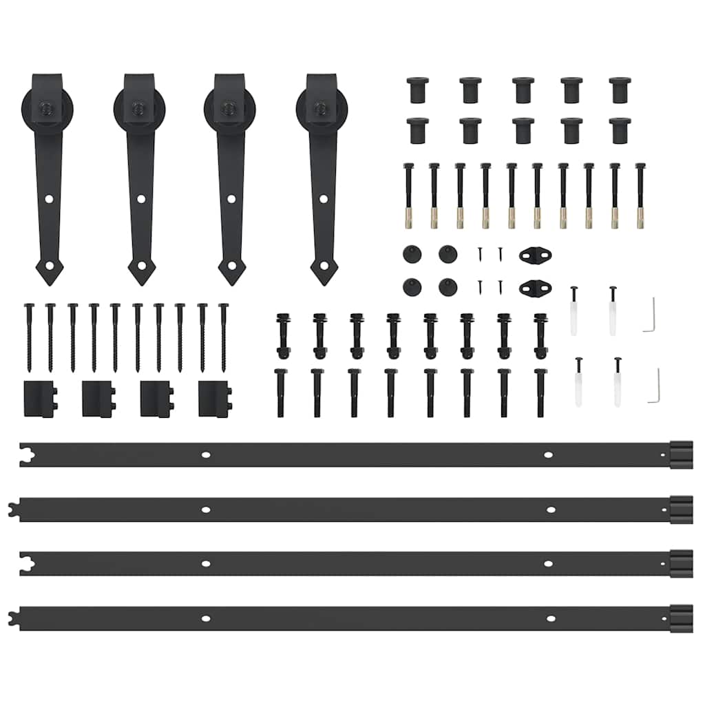 vidaXL Sliding Door Hardware Kit 427 cm Steel Black