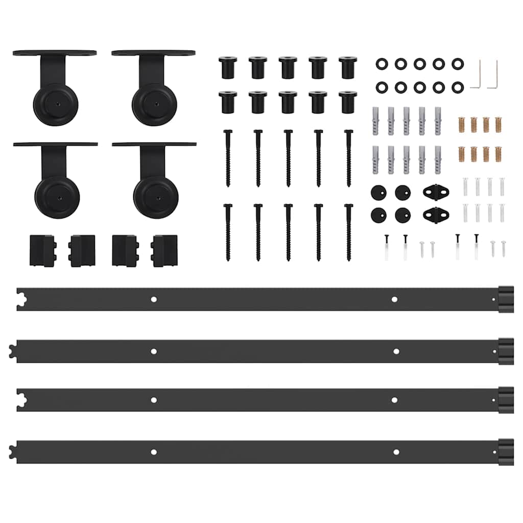 vidaXL Sliding Door Hardware Kit 427 cm Steel Black