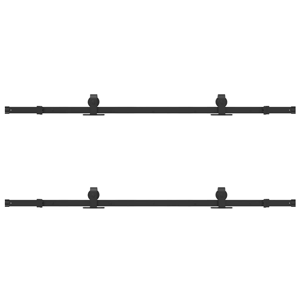 vidaXL Sliding Door Hardware Kit 366 cm Steel Black