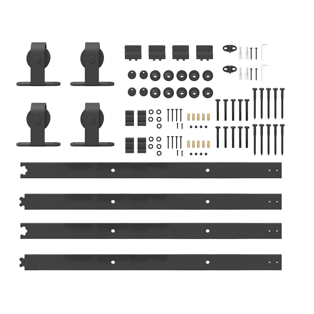 vidaXL Sliding Door Hardware Kit 366 cm Steel Black