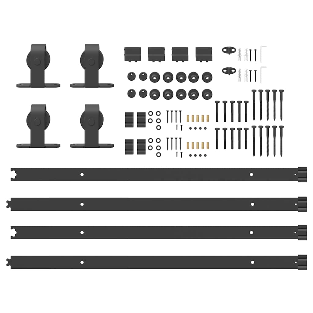 vidaXL Sliding Door Hardware Kit 400 cm Steel Black