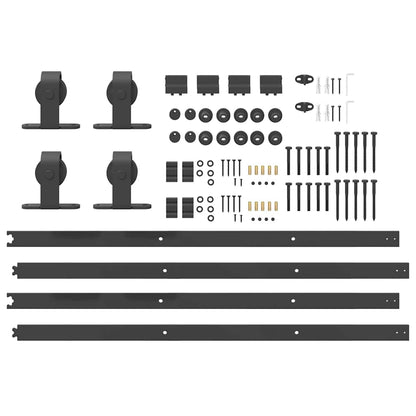 vidaXL Sliding Door Hardware Kit 427 cm Steel Black