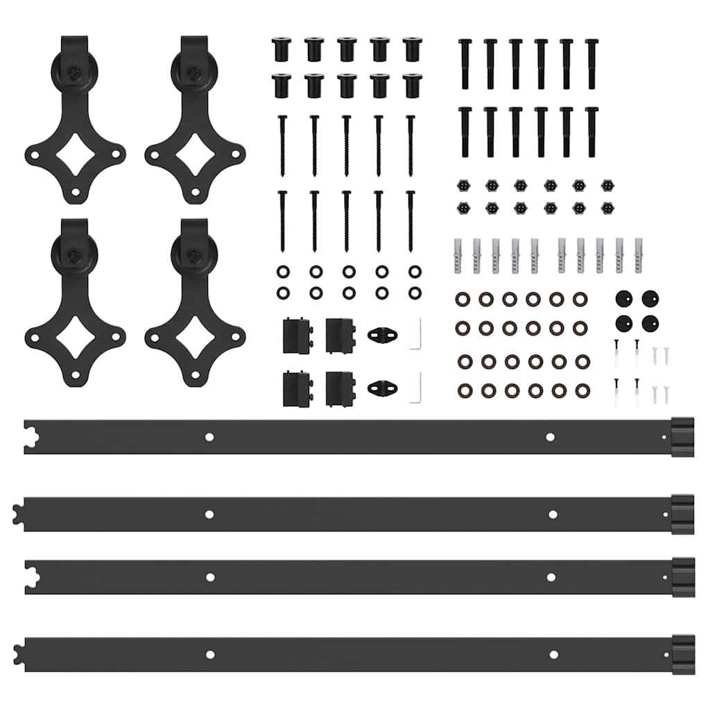vidaXL Sliding Door Hardware Kit 305 cm Steel Black