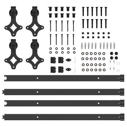 vidaXL Sliding Door Hardware Kit 305 cm Steel Black