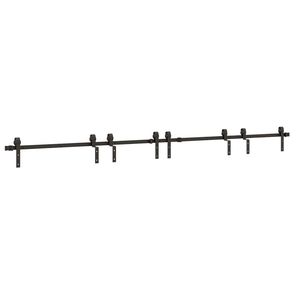 vidaXL Sliding Door Hardware Kit 366 cm Steel Black