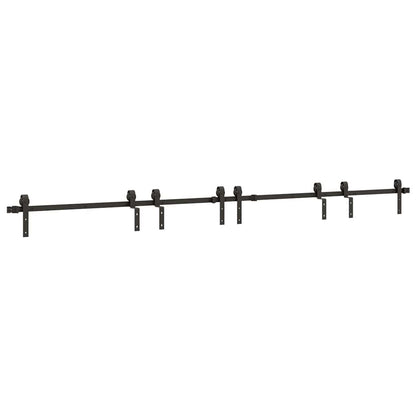 vidaXL Sliding Door Hardware Kit 366 cm Steel Black
