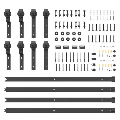 vidaXL Sliding Door Hardware Kit 366 cm Steel Black