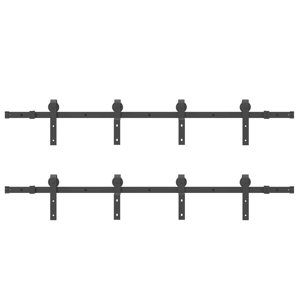 vidaXL Sliding Door Hardware Kit 366 cm Steel Black