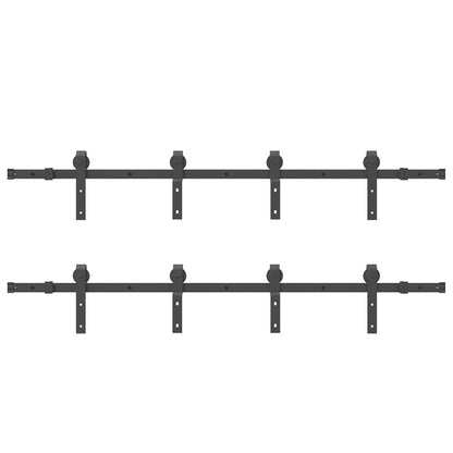 vidaXL Sliding Door Hardware Kit 366 cm Steel Black