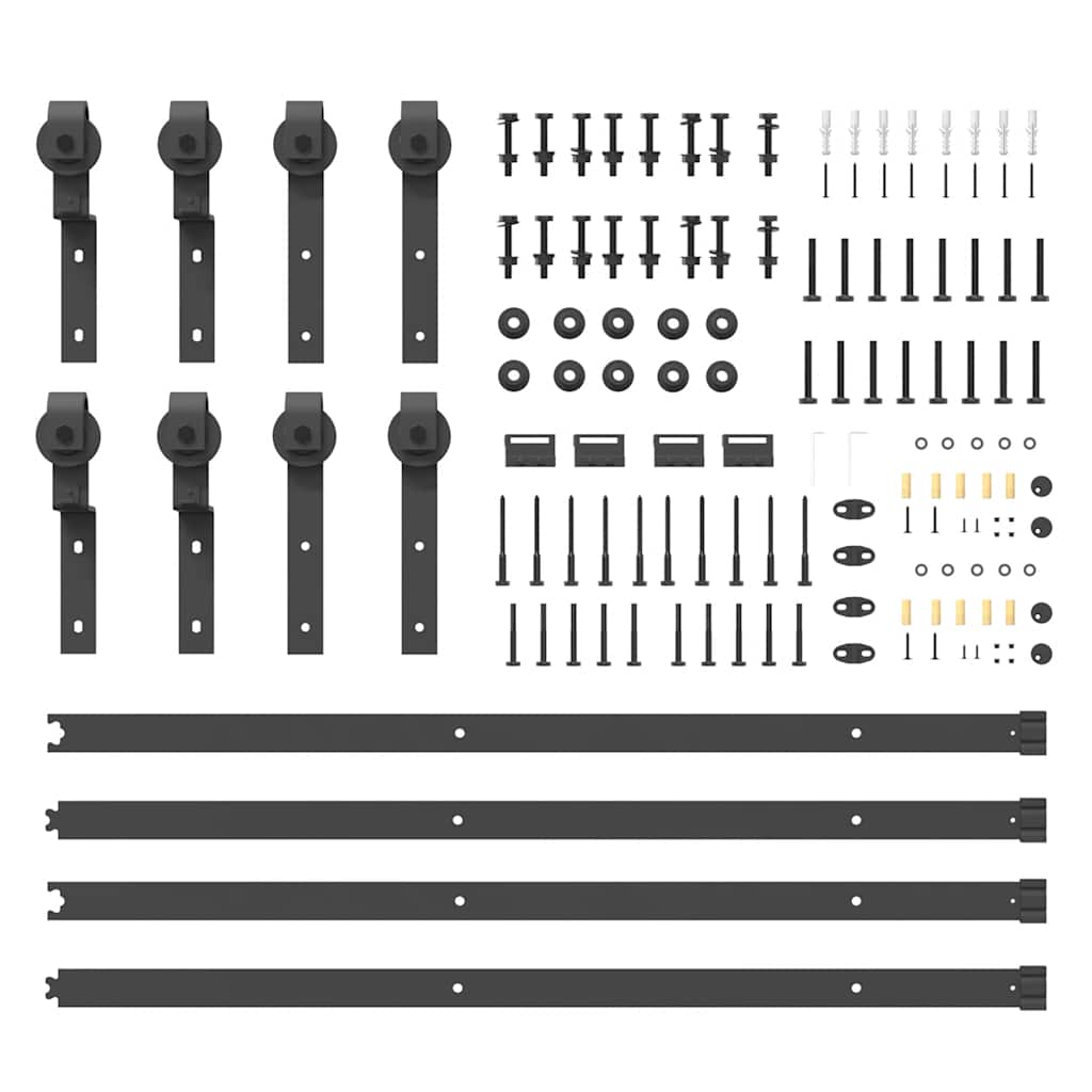 vidaXL Sliding Door Hardware Kit 400 cm Steel Black