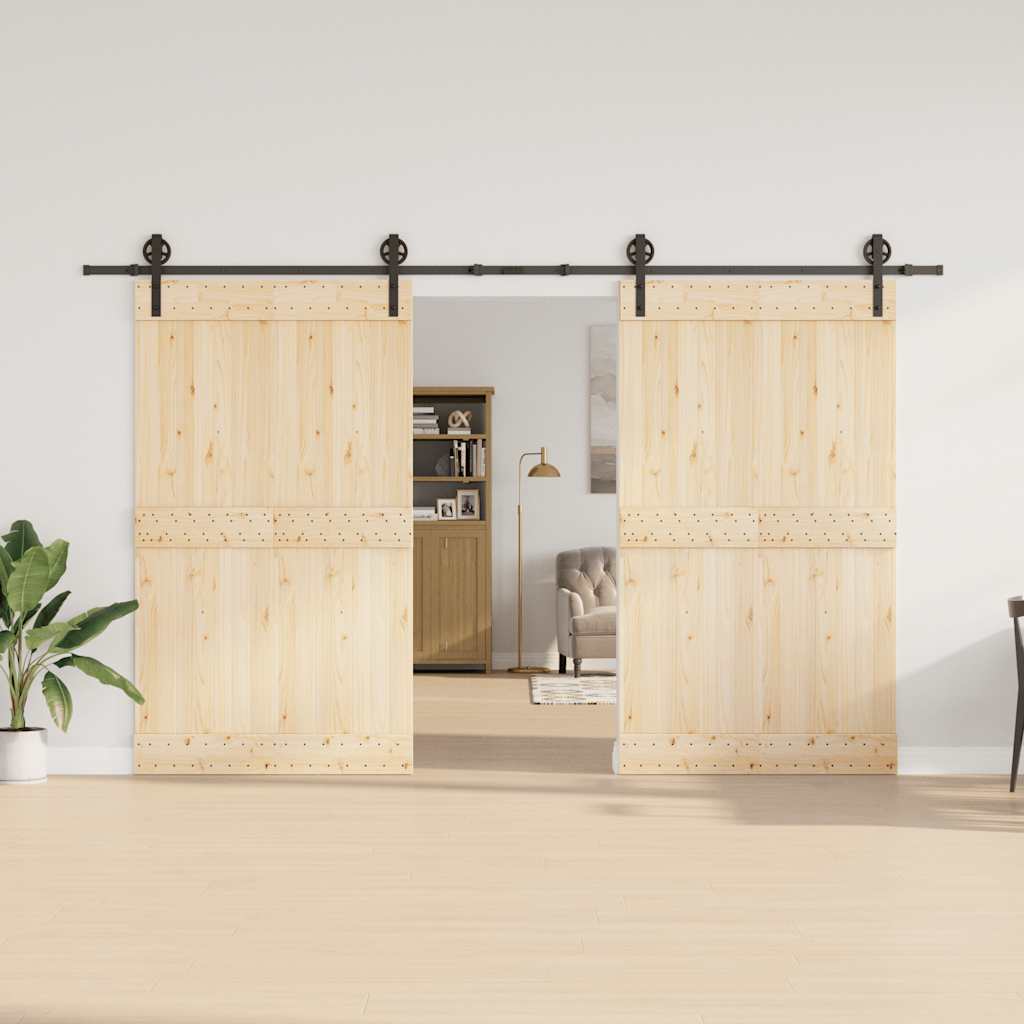 vidaXL Sliding Door Hardware Kit 366 cm Steel Black