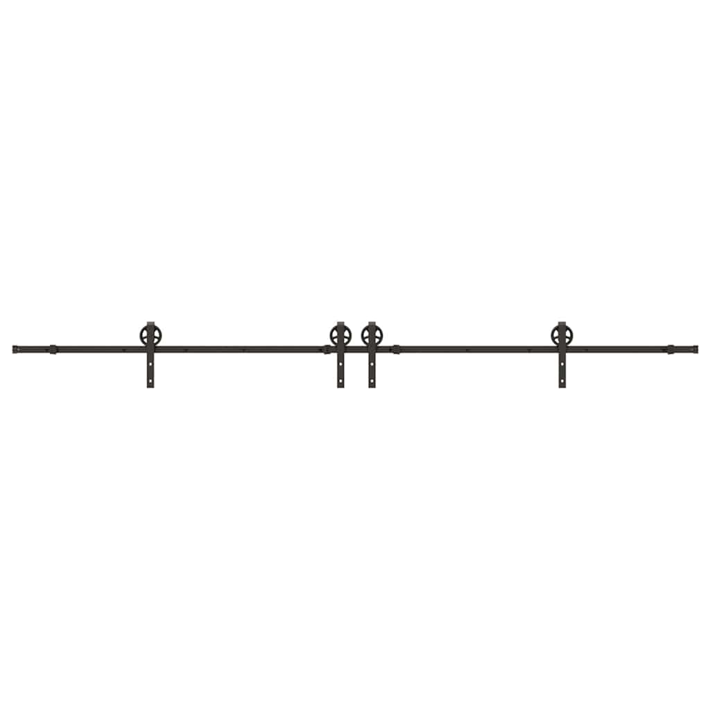 vidaXL Sliding Door Hardware Kit 366 cm Steel Black