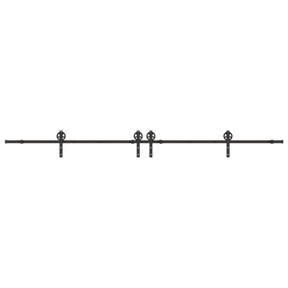 vidaXL Sliding Door Hardware Kit 366 cm Steel Black