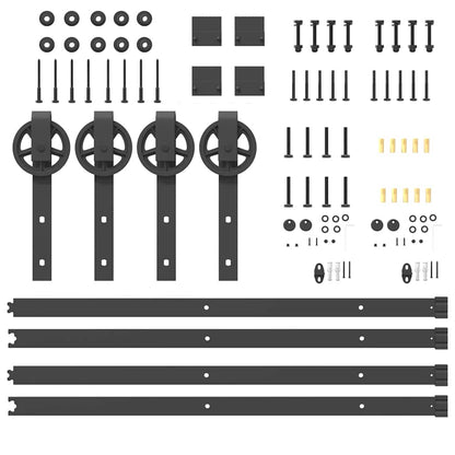 vidaXL Sliding Door Hardware Kit 366 cm Steel Black