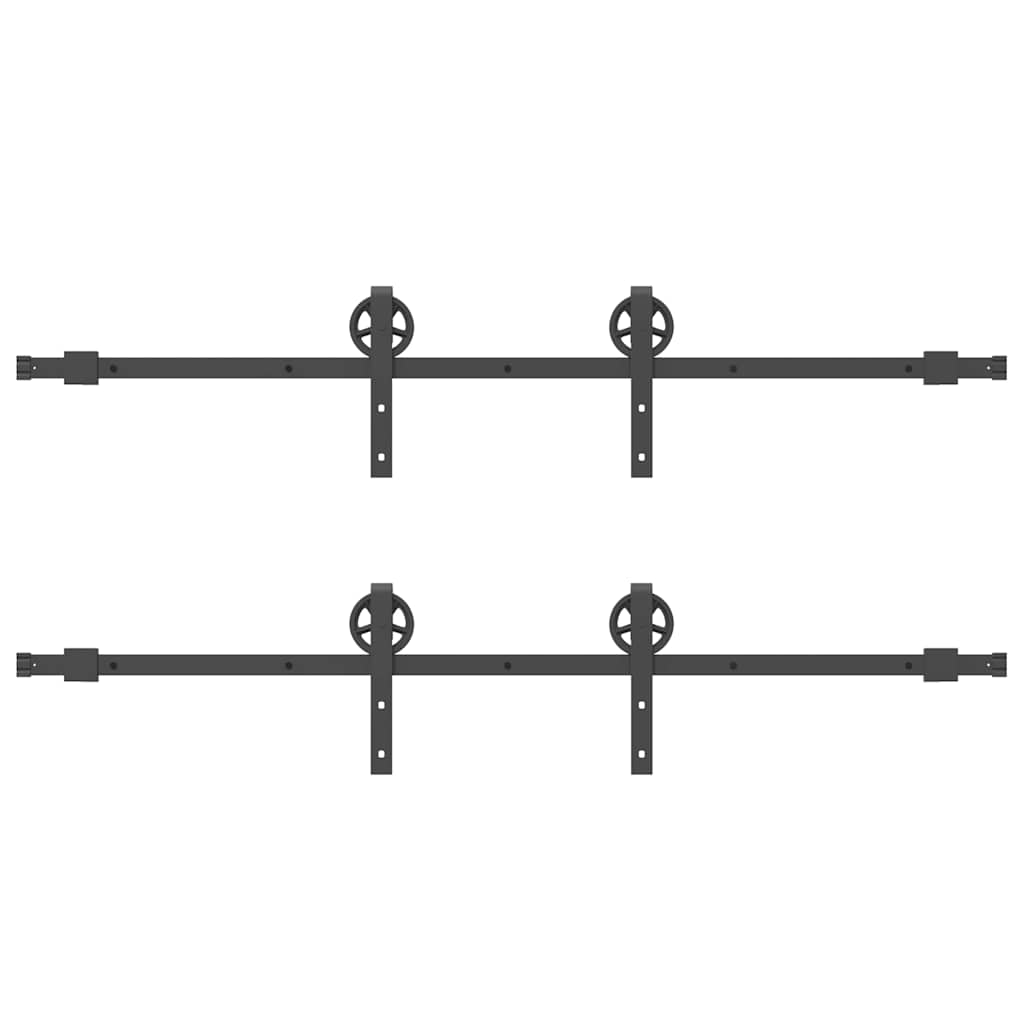 vidaXL Sliding Door Hardware Kit 366 cm Steel Black