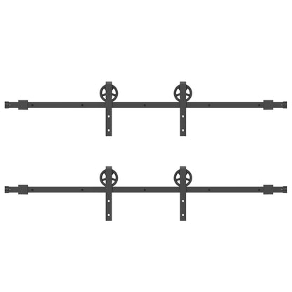vidaXL Sliding Door Hardware Kit 366 cm Steel Black