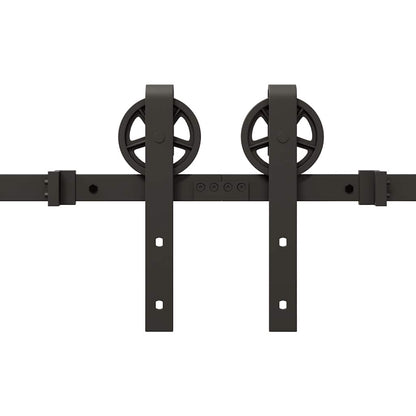 vidaXL Sliding Door Hardware Kit 366 cm Steel Black