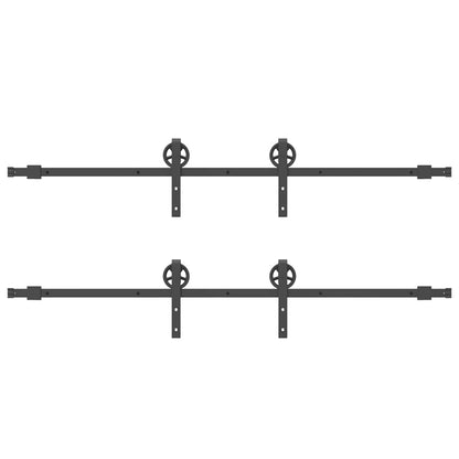 vidaXL Sliding Door Hardware Kit 400 cm Steel Black