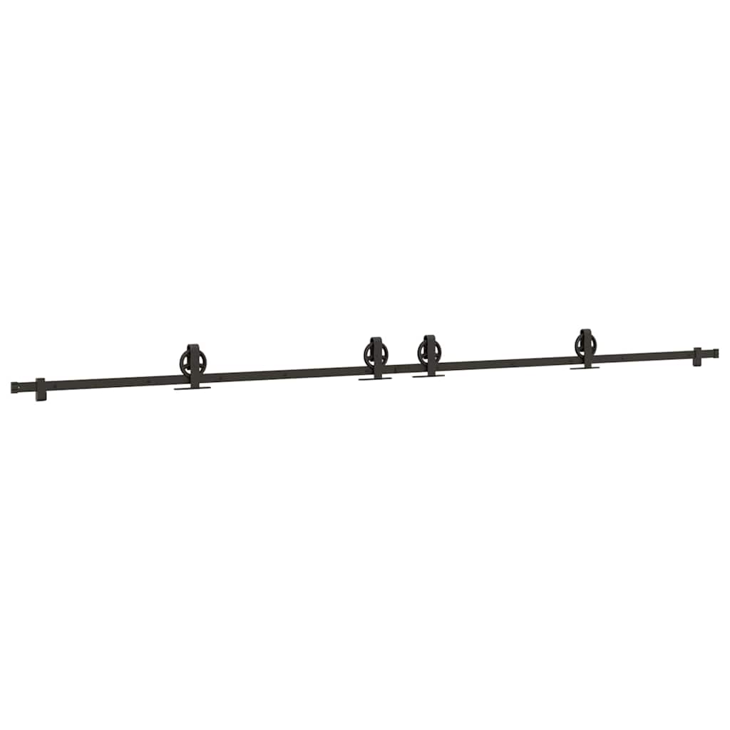 vidaXL Sliding Door Hardware Kit 366 cm Steel Black