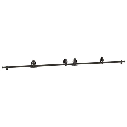 vidaXL Sliding Door Hardware Kit 366 cm Steel Black