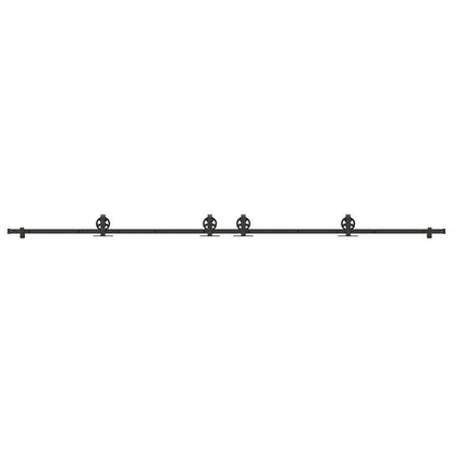 vidaXL Sliding Door Hardware Kit 366 cm Steel Black