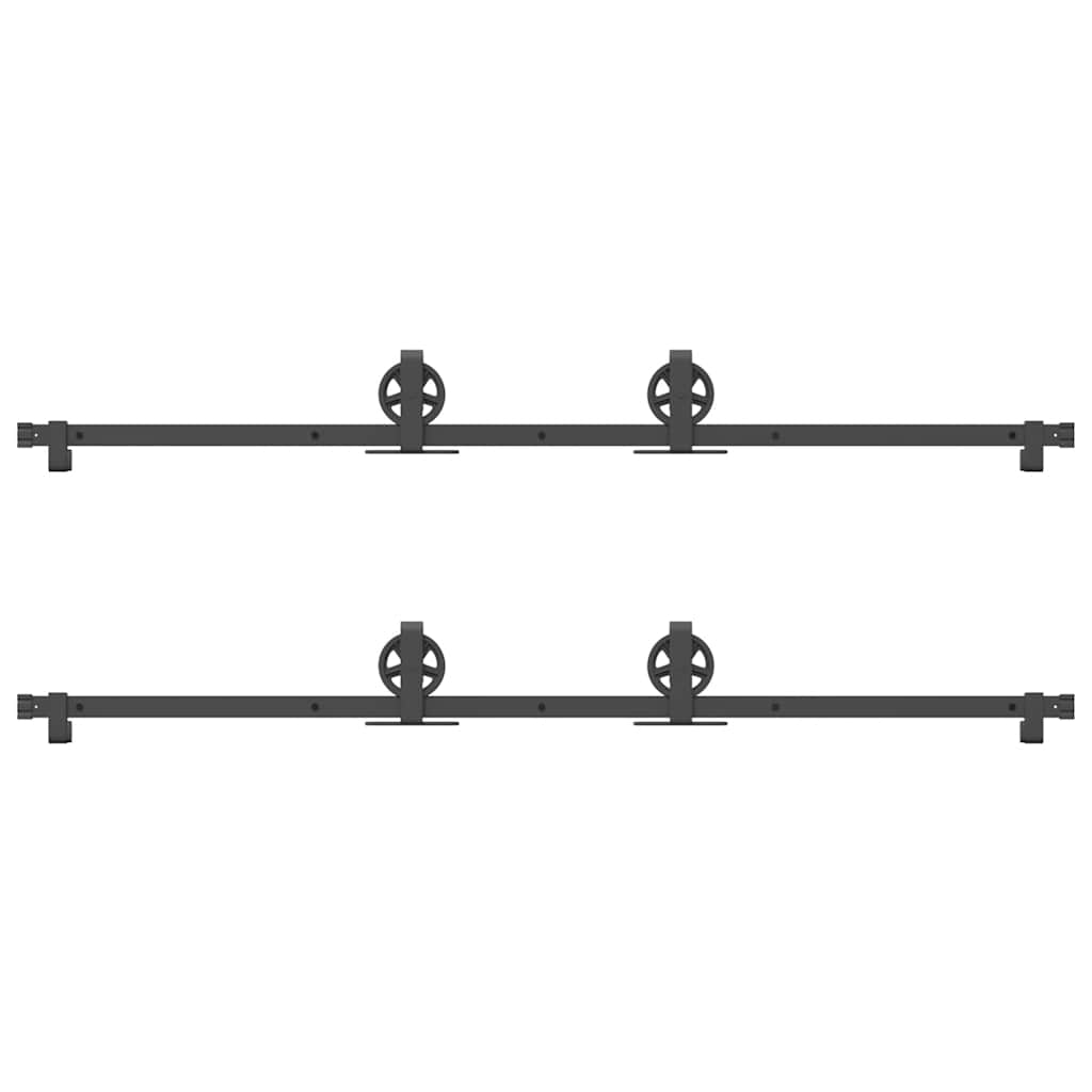 vidaXL Sliding Door Hardware Kit 366 cm Steel Black