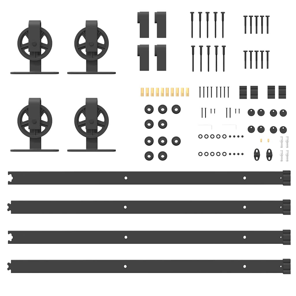 vidaXL Sliding Door Hardware Kit 366 cm Steel Black