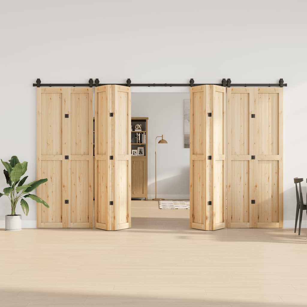 vidaXL Sliding Door Hardware Kit 366 cm Steel Black