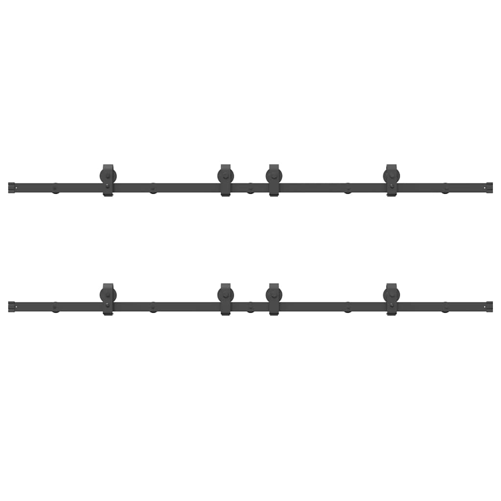 vidaXL Sliding Door Hardware Kit 366 cm Steel Black
