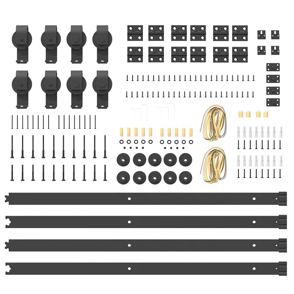 vidaXL Sliding Door Hardware Kit 366 cm Steel Black