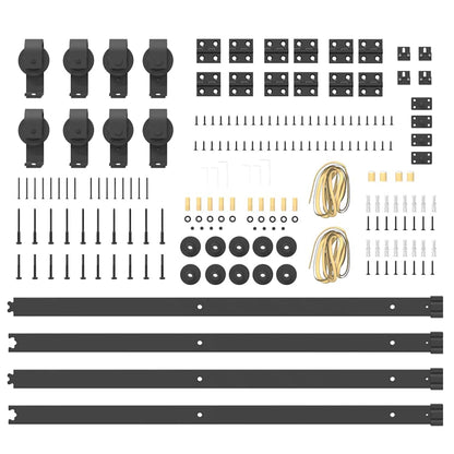 vidaXL Sliding Door Hardware Kit 366 cm Steel Black