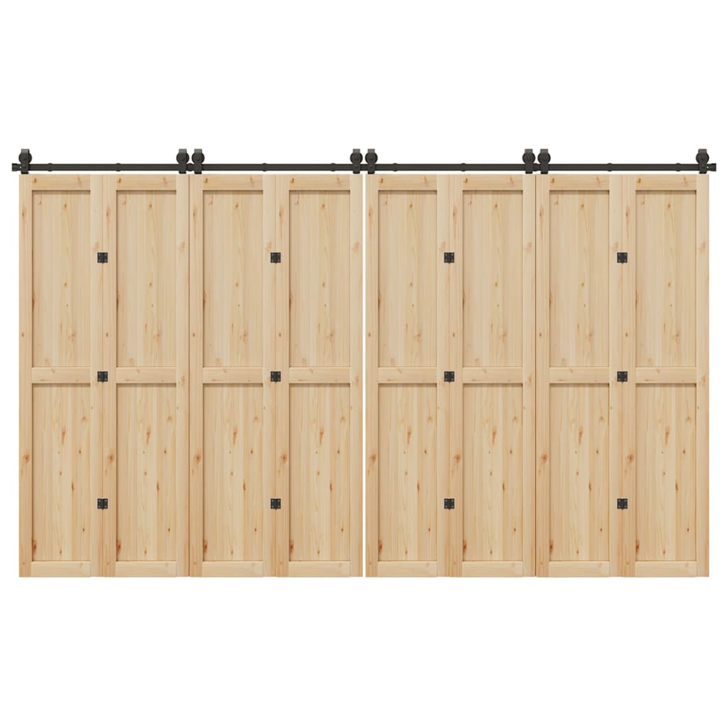 vidaXL Sliding Door Hardware Kit 366 cm Steel Black